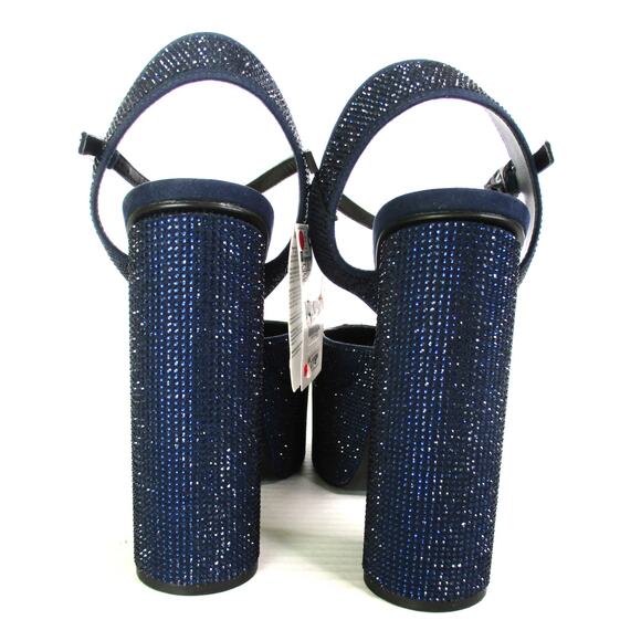 New ZARA Blue Rhinestone Platform Ankle Strap Sandals Shoes Sz 10 EU 41 - Picture 9 of 11